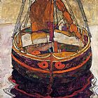 Egon Schiele Trieste Fishing Boat painting